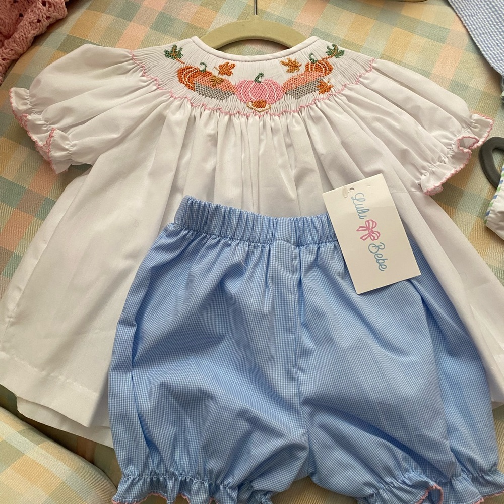 Lulu Bebe Smocked Pumpkin Set